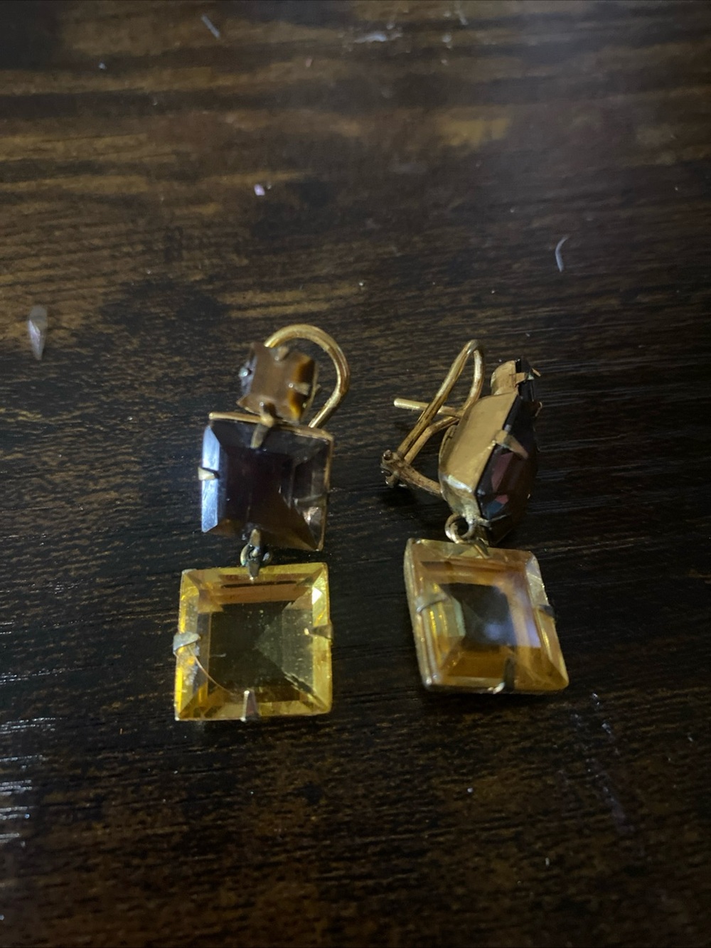 Bounkit Citrine Smoky Topaz and Tiger Eye Earrings.